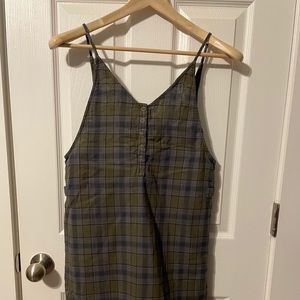 Hurley green plaid tank dress sz XS